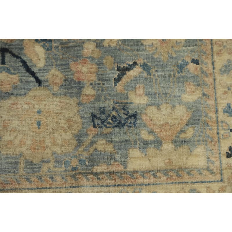 Hand Knotted Traditional Wool Blue Geometric Area Rug - 9' 8'' X 8' 0''