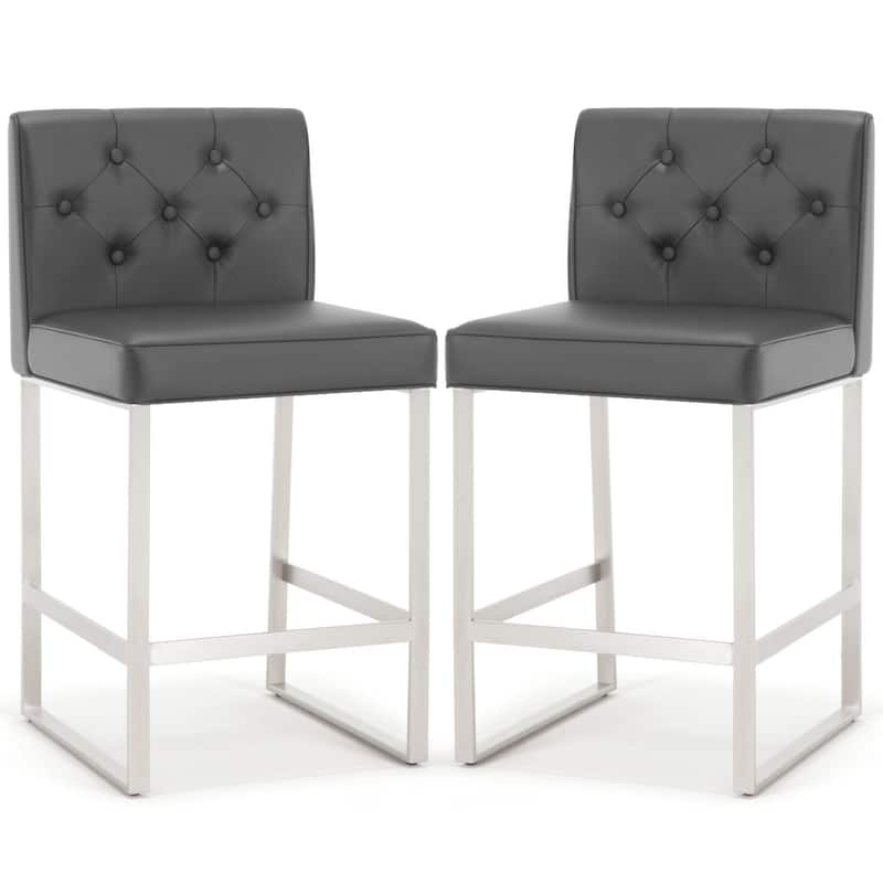 25" Faux Leather Upholstered Counter Height Bar Stools - 36.6"H x 18.9"W x 20.3"D