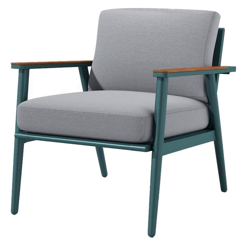 3 Piece Outdoor Coffee Table and Chairs Set, Wood Planks, Gray, Green