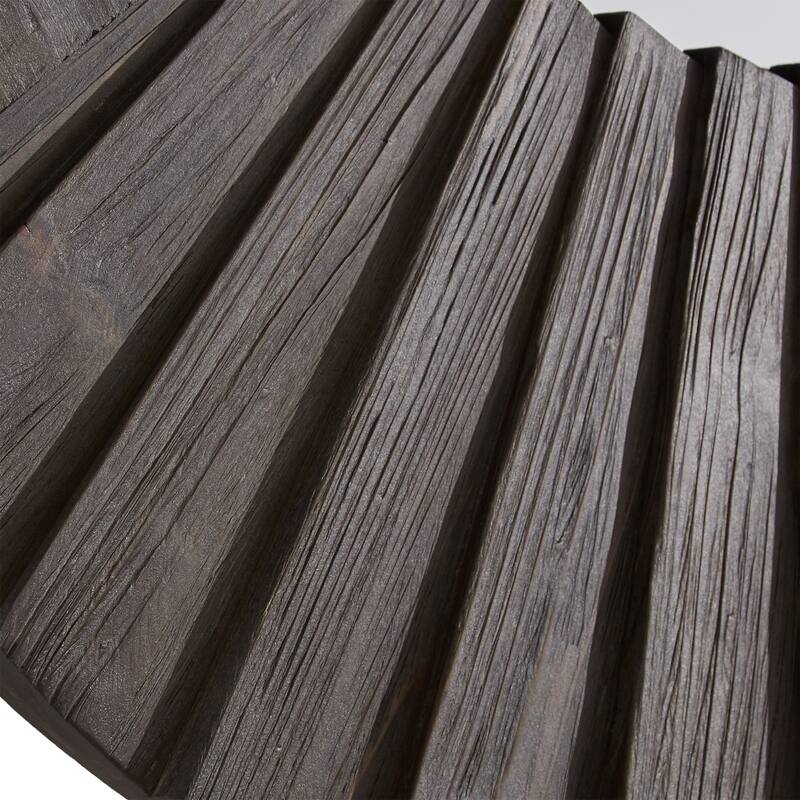 Xavier Dark Brown Reclaimed Wood Round Seashell Wall Mirror by iNSPIRE Q Modern