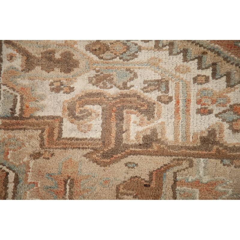 Hand Knotted Oriental 100% Wool Carpet Traditional Medallion Oranges & Rust Heriz Area Rug - 10' 8'' X 8' 4''