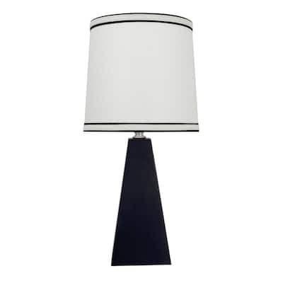 Aspen Creative 16 1/2" High Wooden Table Lamp, Matte Black Finish and Hardback Empire Shaped Lamp Shade in Off White, 8" Wide