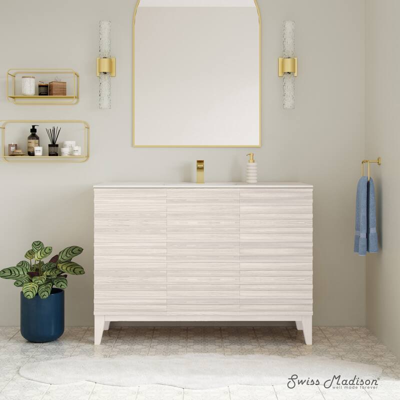Cascade 48" Freestanding Bathroom Vanity In White Oak With Sink Top - 48