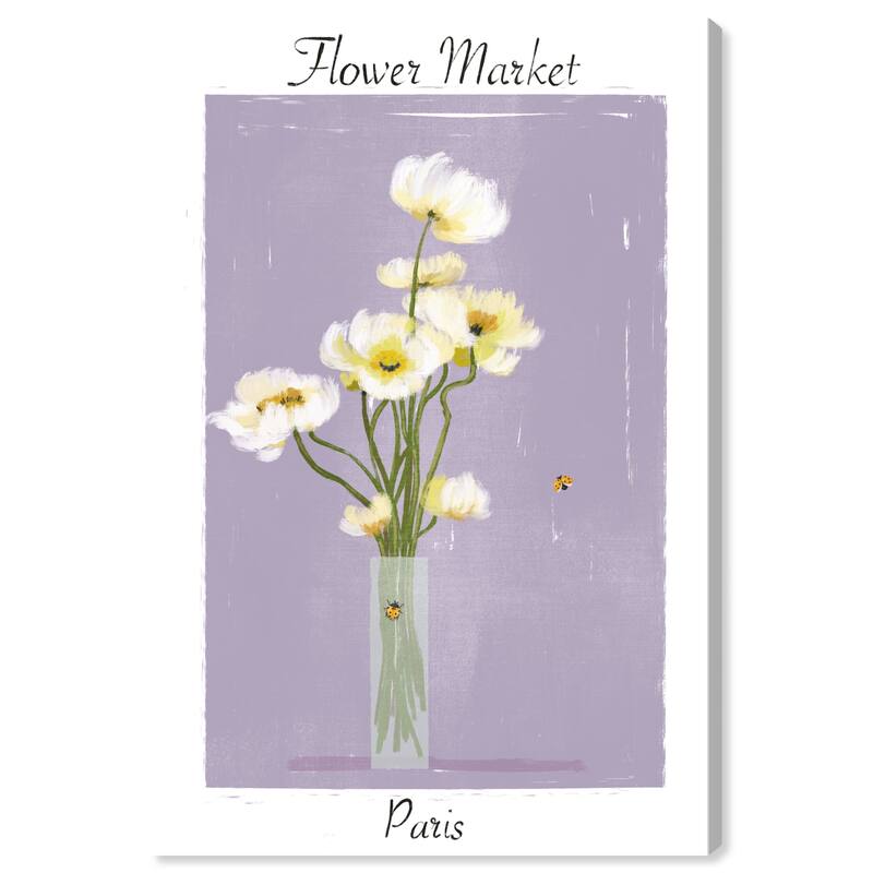 Wynwood Studio Canvas Floral and Botanical Flower Market Paris Purple and Pastel Purple Traditional Wall Art Canvas Print