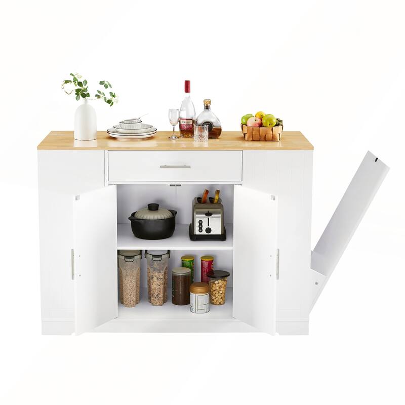 53inch Kitchen Storage Islands with Drawers and Trash Can Storage