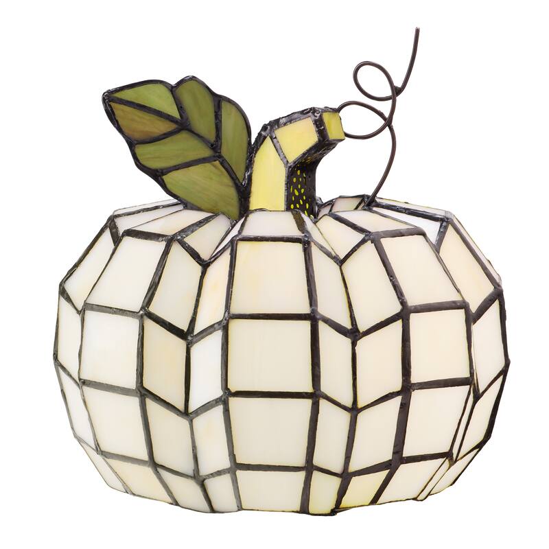 9" H Patch the Pumpkin Stained Glass Accent Lamp - 8.25"L x 8.25"W x 9"H - Ivory