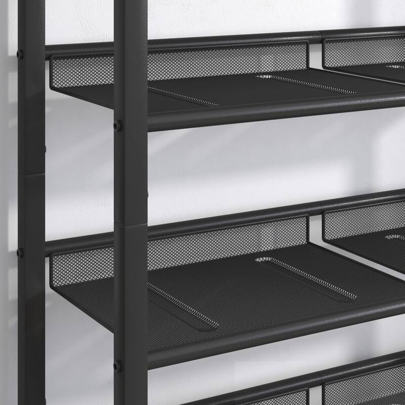 5-Tier Shoe Rack, Storage rack with 4 mesh shelves, Metal Frame - 30"Lx11.5"Wx37"H