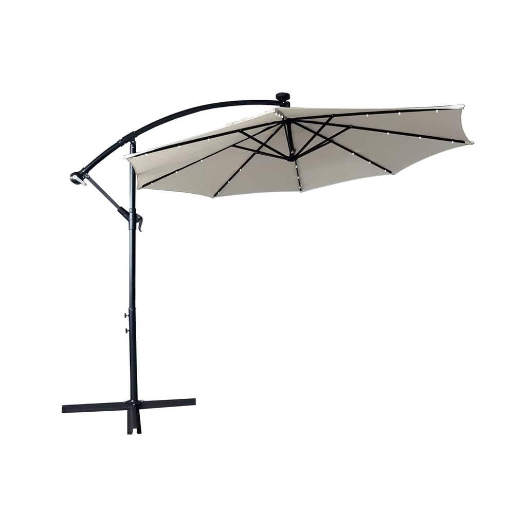 Willry Solar-Powered LED Offset Patio Umbrella with Easy Crank Lift, Tie Closure for Gardens, Balconies, Decks, Swimming pools