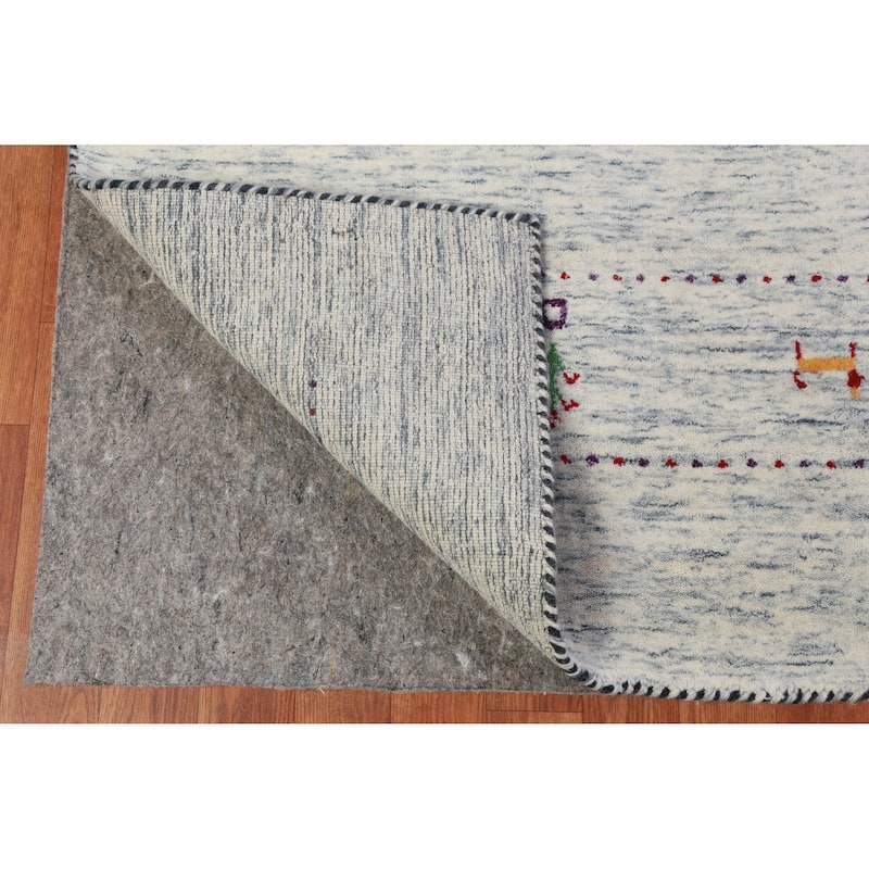 Hand Knotted Oriental 100% Wool Carpet Tribal Animal Pictorial Greys & Charcoal Gabbeh Area Rug - 9' 11'' X 8' 1''