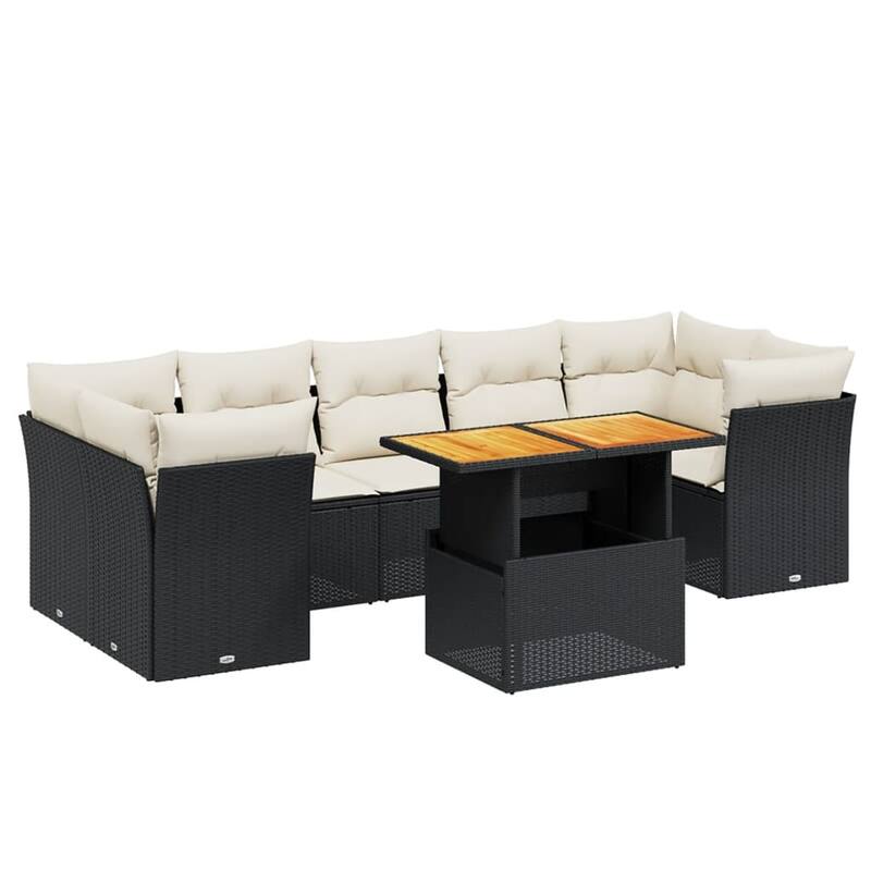 vidaXL Patio Sofa Set with Cushions Lounge Sofa Sections 8 Piece Poly Rattan - 21.7 x 39.4 x 28.7