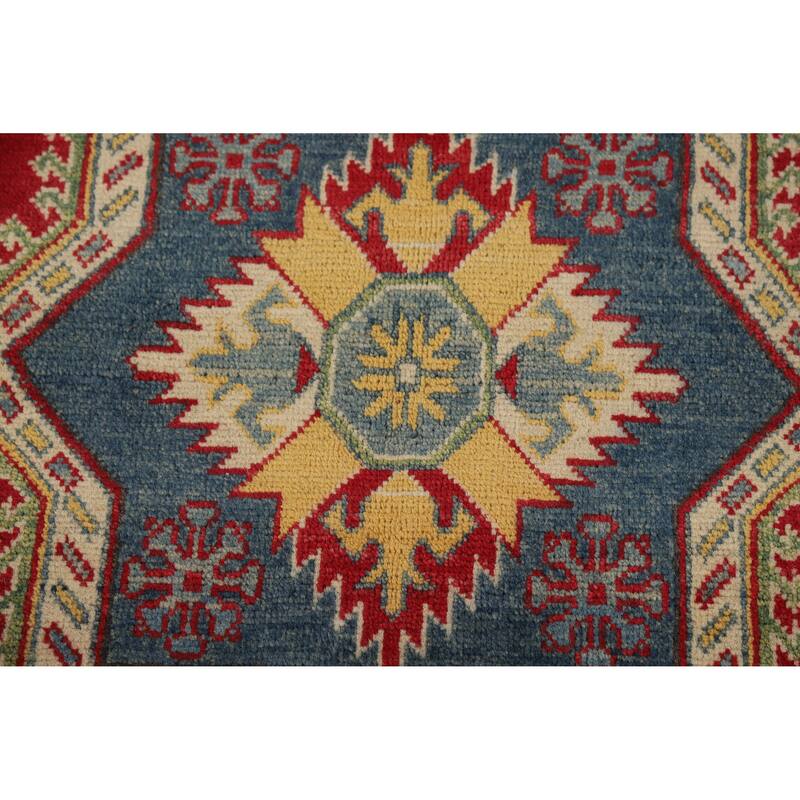 Hand Knotted Oriental 100% Wool Carpet Traditional Geometric Red Kazak Area Rug - 10' 2'' X 8' 0''