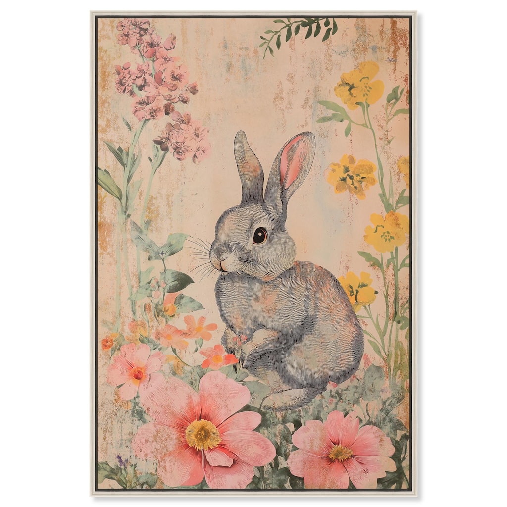 Floral Bunny Canvas by Art Remedy