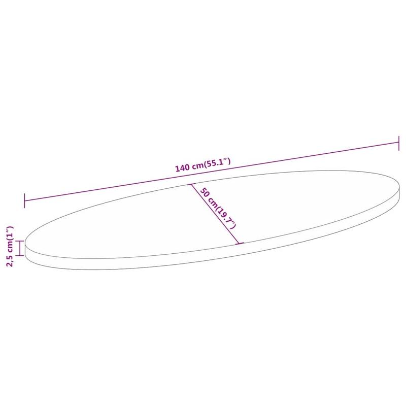 vidaXL Table Top Replacement Board Coffee Dining Room Oval Solid Wood Acacia - 55.1" x 19.7"/ 1