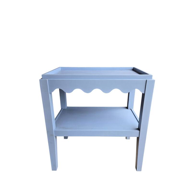 Carolina Chair & Table Rectangular Side Table, Mango Wood, Decorative Scallop Edge, 17L x 28W x 28H inches
