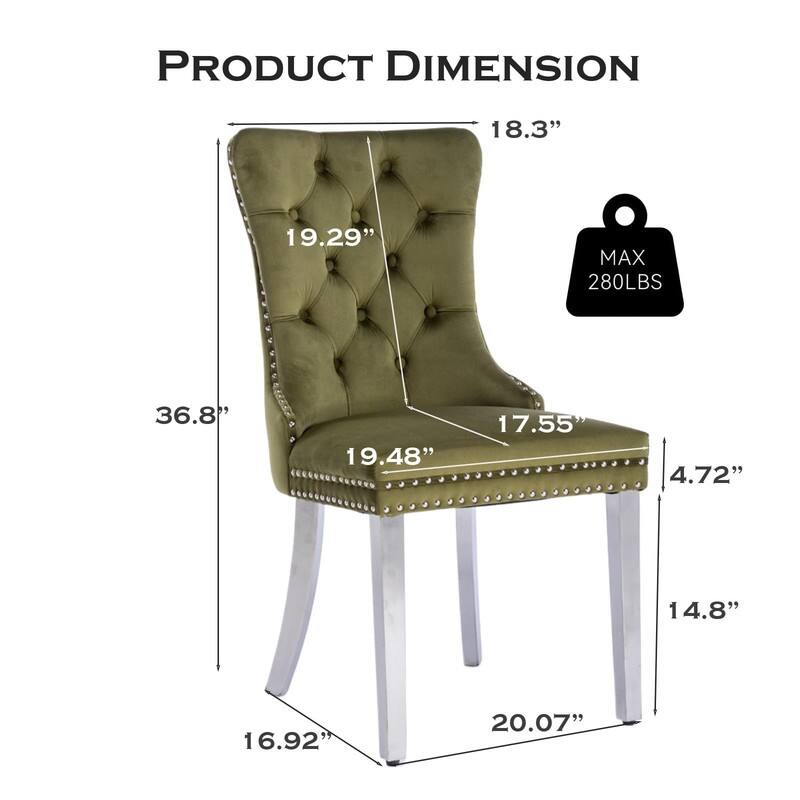 Tufted Naliheads Solid Wood Upholstered Dining Chairs (Set of 8)