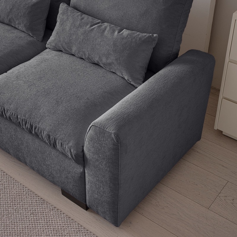 114.5" Modern Chenille L Shaped Sofa With Reversible Ottoman,Sectional Couch With USB Ports & Cup Holder