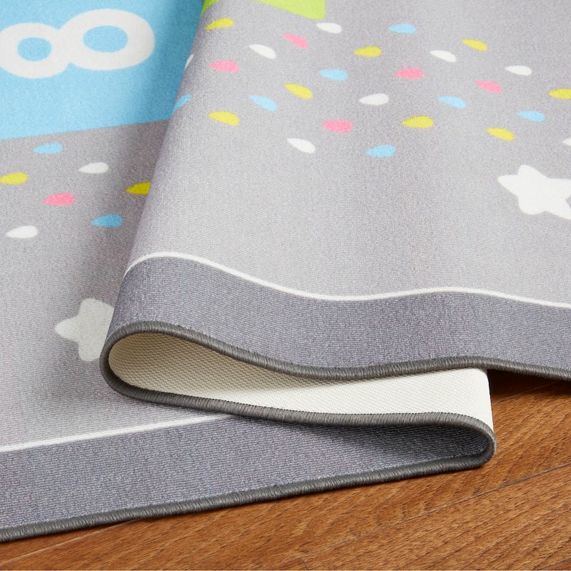 Everwash Imagine Hopscotch Rainbow Kid's Washable Area Rug