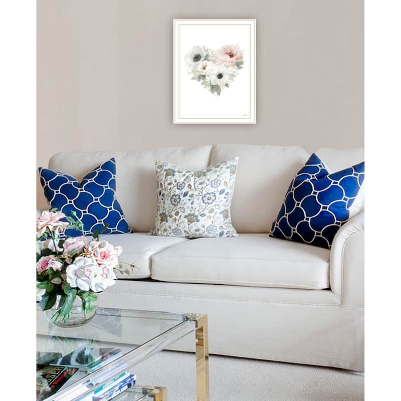 TrendyDecor4U Contemporary "Floral Heart" Framed Print Wall Art