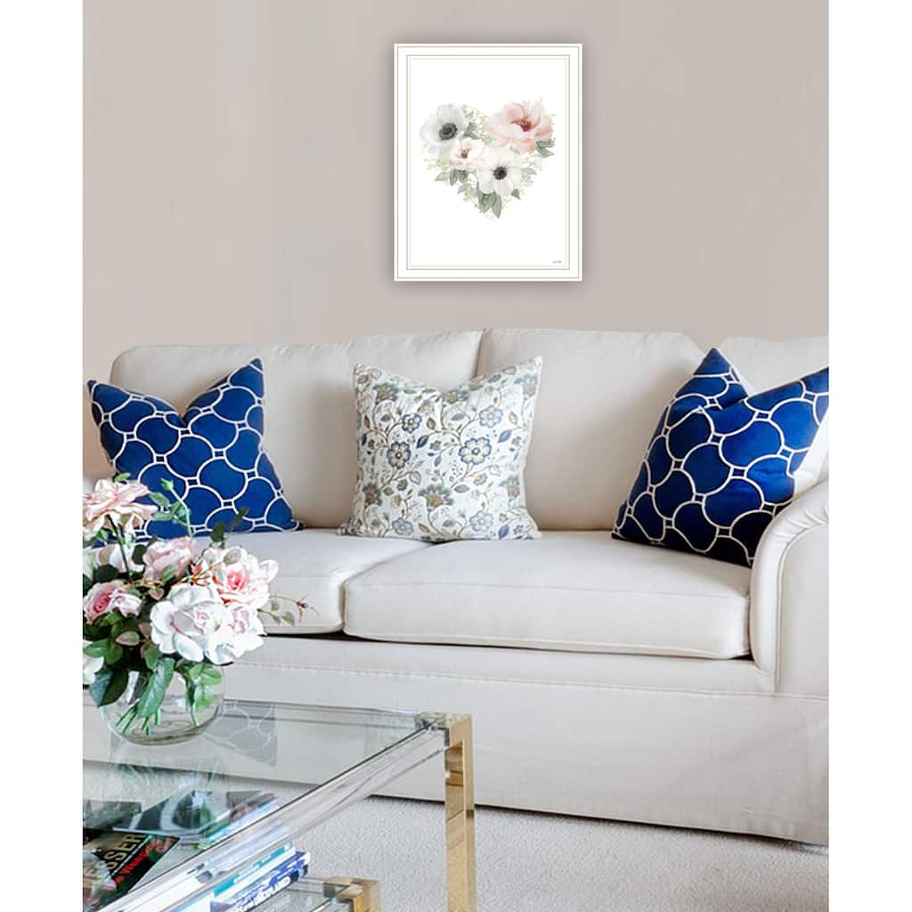TrendyDecor4U Contemporary "Floral Heart" Framed Print Wall Art
