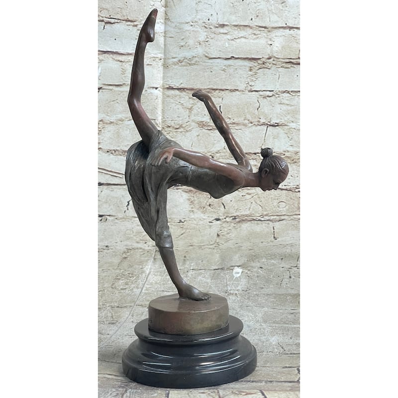 Hot Cast Bronze Ballerina Dancer Girl Sculpture By Aldo Vitaleh On Marble Base