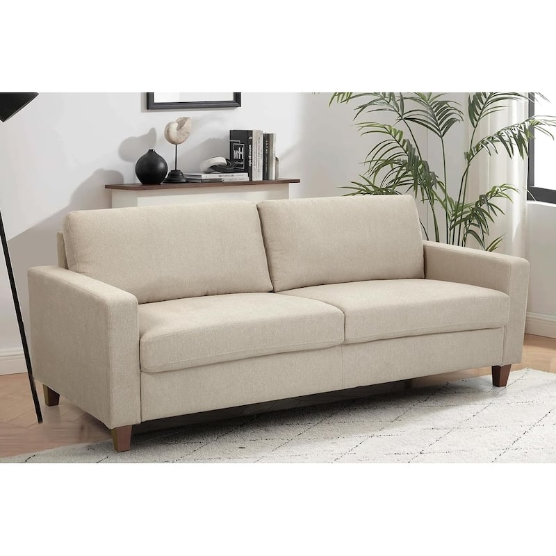 Miles Mid Century Modern Couch 3 Seater Sofa with Reversible Back Pillows Large