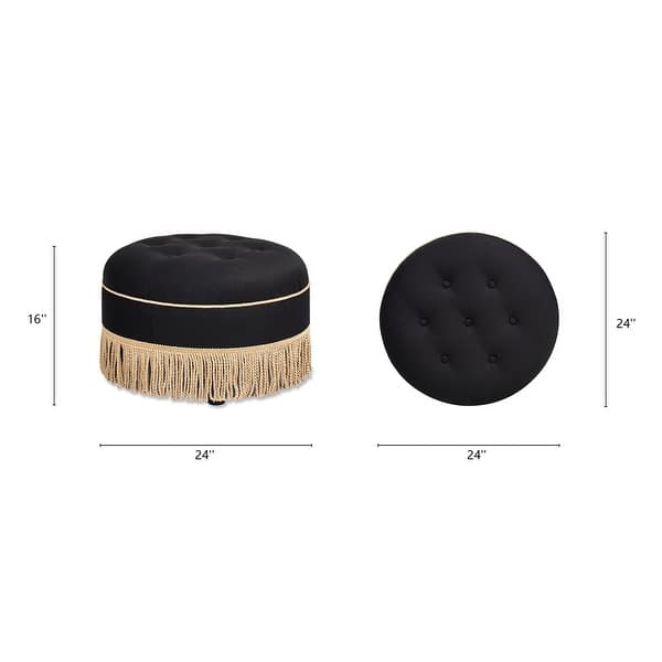 dimension image slide 5 of 13, Yolanda 24" Upholstered Round Accent Ottoman