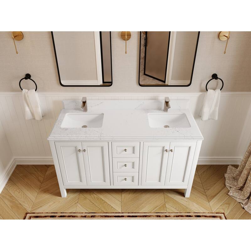 Willow Collections 60 in. W x 22 in. D Nashville Double Bowl Sink Bathroom Vanity with Countertop