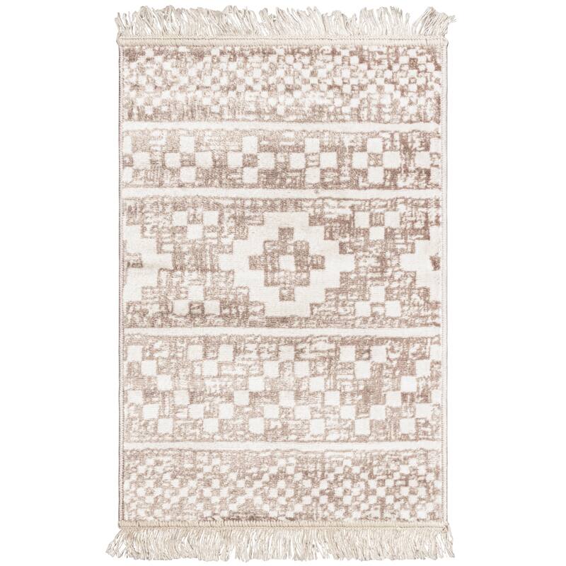 Superior Genaine Contemporary Geometric Fringe Indoor Runner or Area Rug