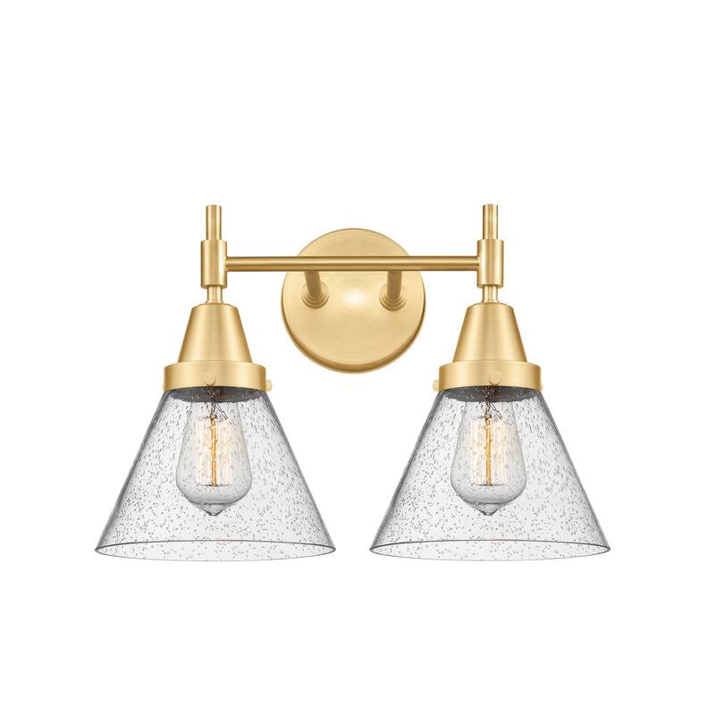 Innovations Lighting Caden Cone - 2 Light 17" Bath Vanity Light - Satin Gold/Seedy