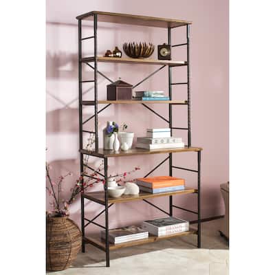 SAFAVIEH Joella 6-Tier Etagere Bookshelf - 36.6" W x 18.1" L x 77.2" H - 37Wx18Dx77H