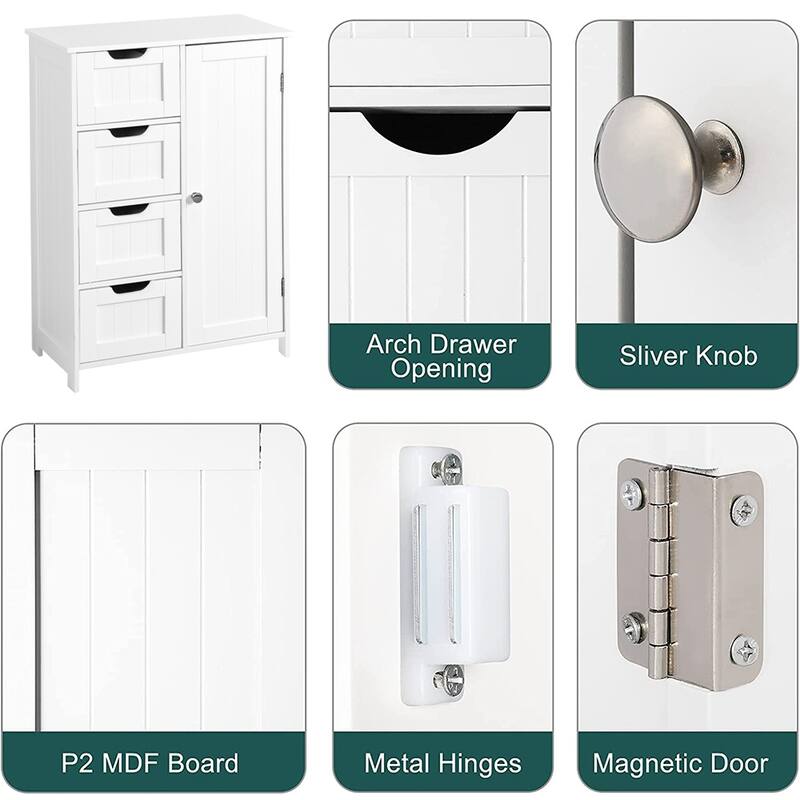 Freestanding Bathroom Storage Cabinet with Adjustable Shelf & Drawer