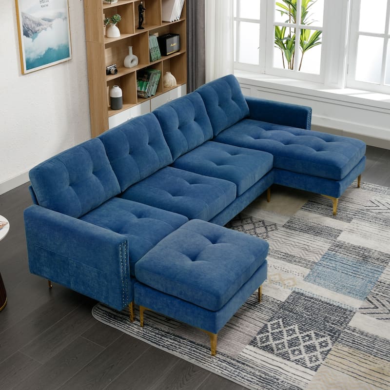 U-shaped Sofa Sectional Sofa Pull-out Sofa Bed with Storage Chaise Lounge and Charging Devices for Living Room