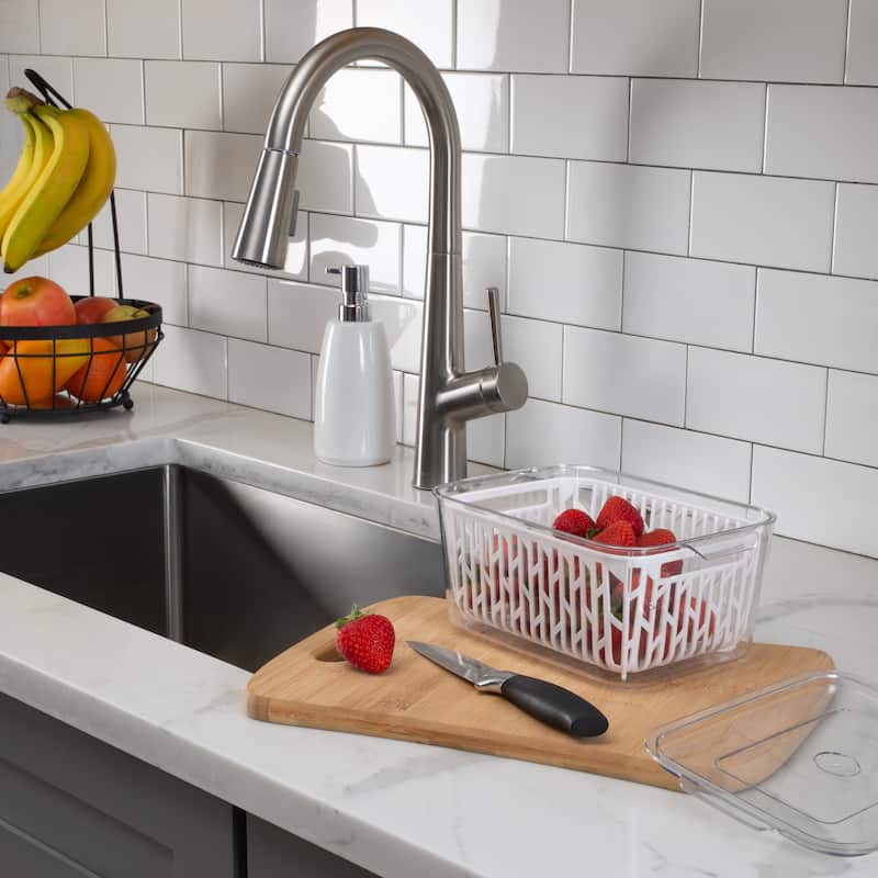 Kitchen Details Storage Container with Strainer - 9.25" x 6.1" x 3.94"