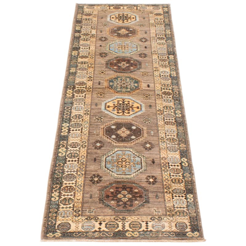 ECARPETGALLERY Hand-knotted Aryana Taupe Wool Rug - 2'8 x 8'4