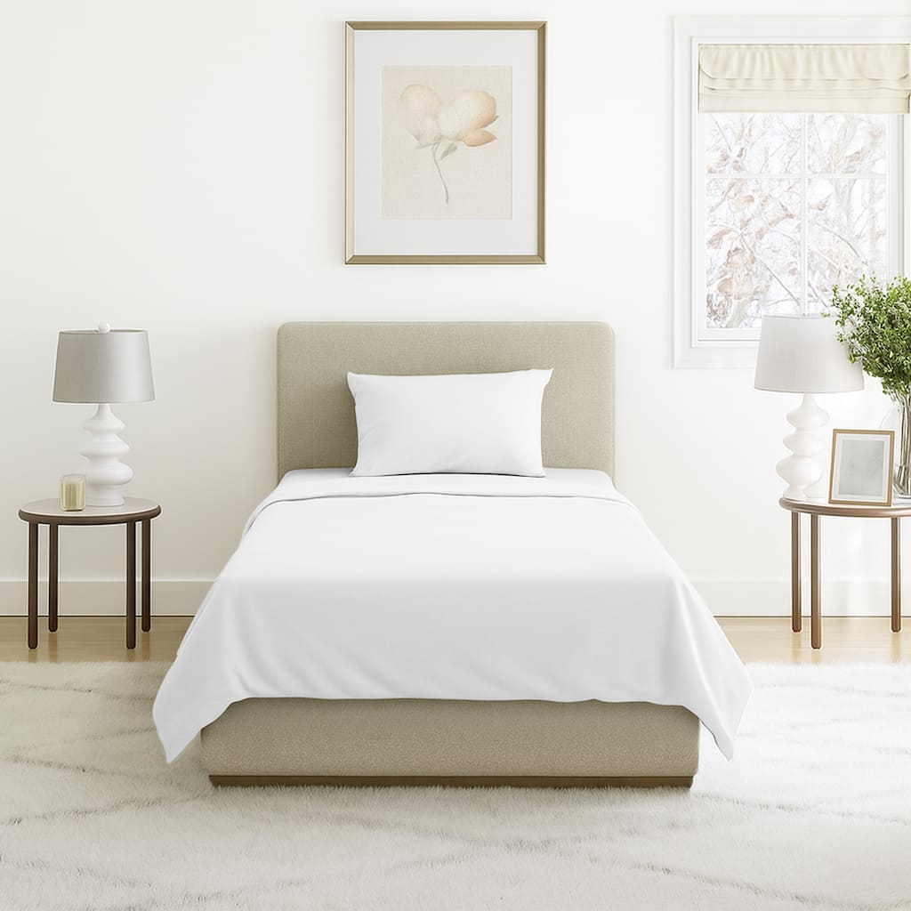 3-Piece Brushed Microfiber Sheet Set – Washable Fitted and Flat Twin XL Sheets Plus Pillowcase by Lavish Home (White)