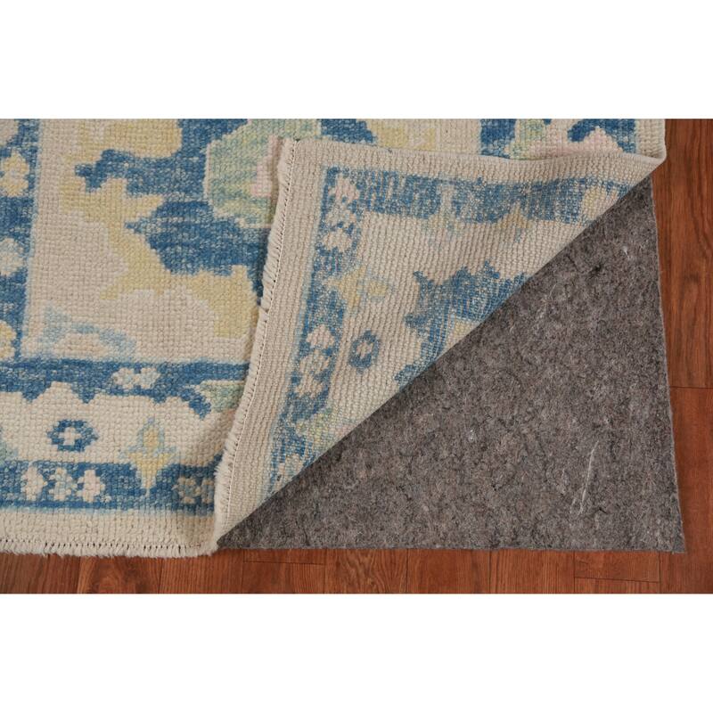 Hand Knotted Oriental 100% Wool Carpet Transitional Floral Beige & Ivories Oushak Runner Rug - 13' 8'' X 2' 11''