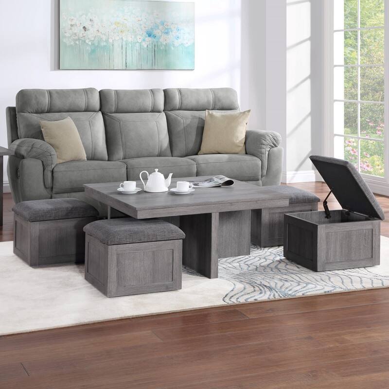 Moseberg Coffee Table with Storage Stools