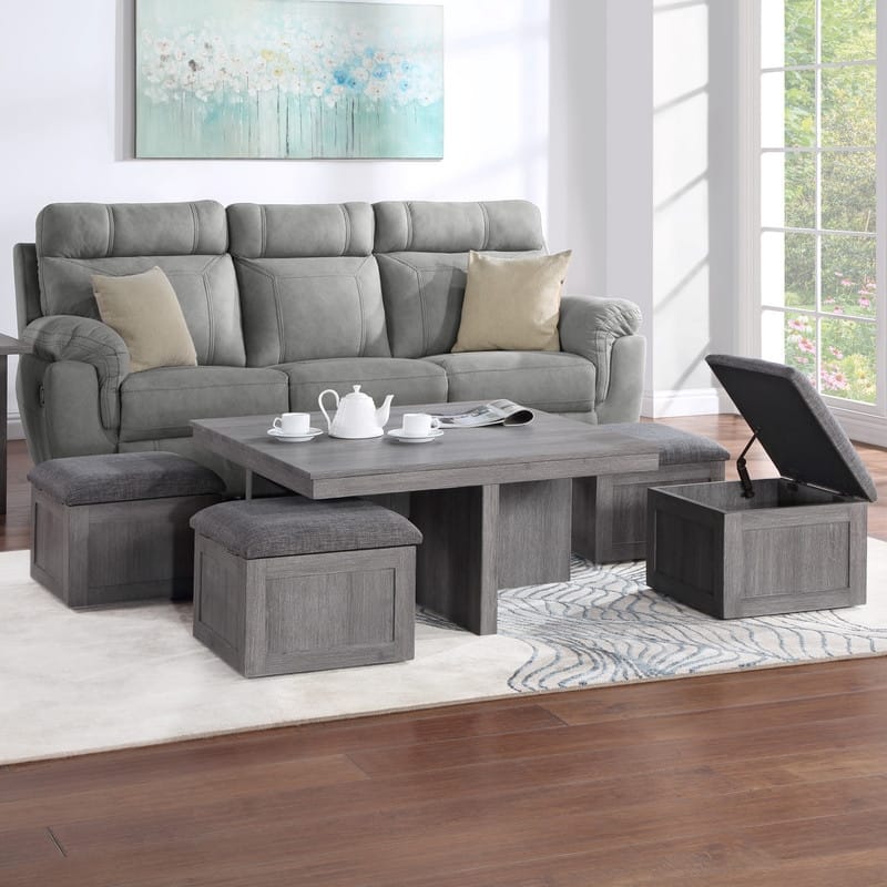 Moseberg Coffee Table with Storage Stools