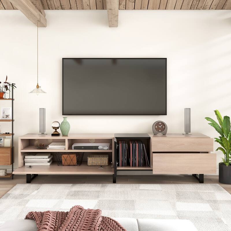 Modern TV Stand for 80 in TV with Double Storage - n/a