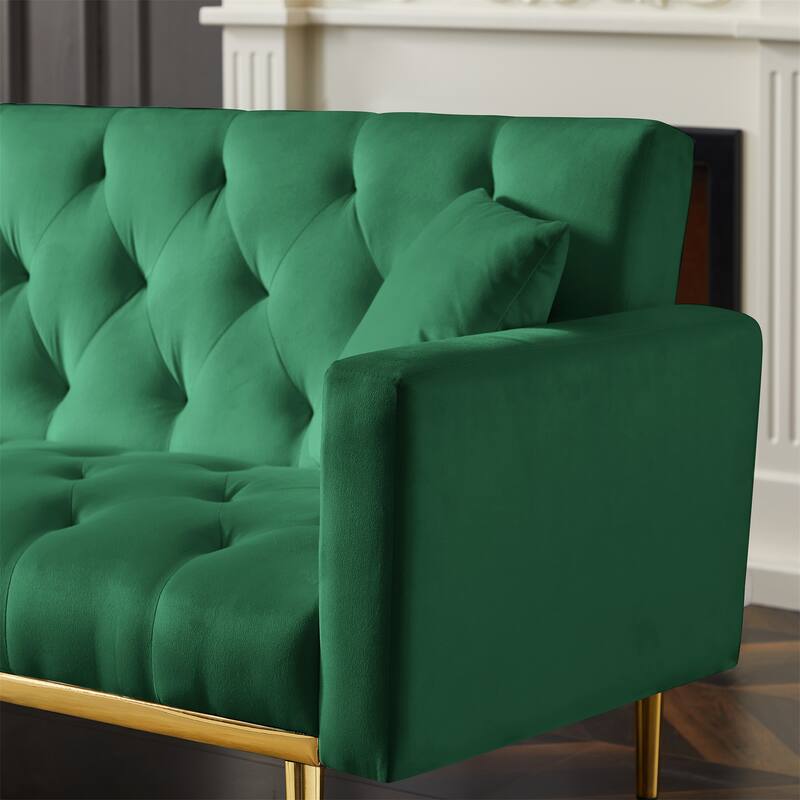 Futon Folding Couch with Velvet Metal Leg
