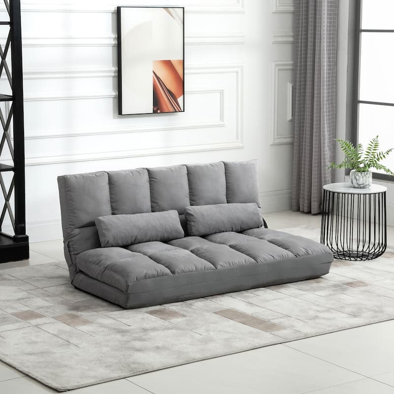 Light Gray Modern 51.3" Folding Upholstered Loveseat Chaise Lounges Chair with 2 Pillows and Adjustable Backrest