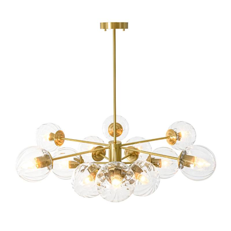 Classic Glam 12-Light Striped Glass Sputnik Tiered Chandelier - 35.4 in