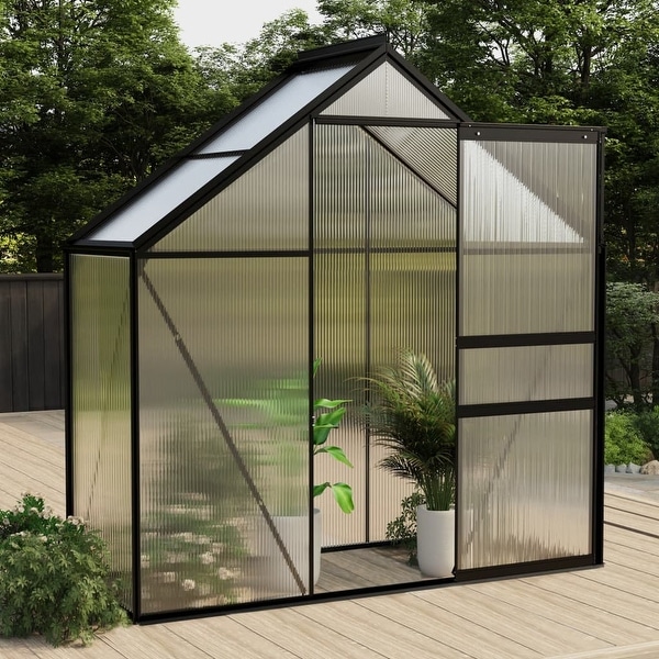 vidaXL Greenhouse Anthracite Aluminum 14.3 ftÂ² - 74.8" x 27.6" x 49.2"