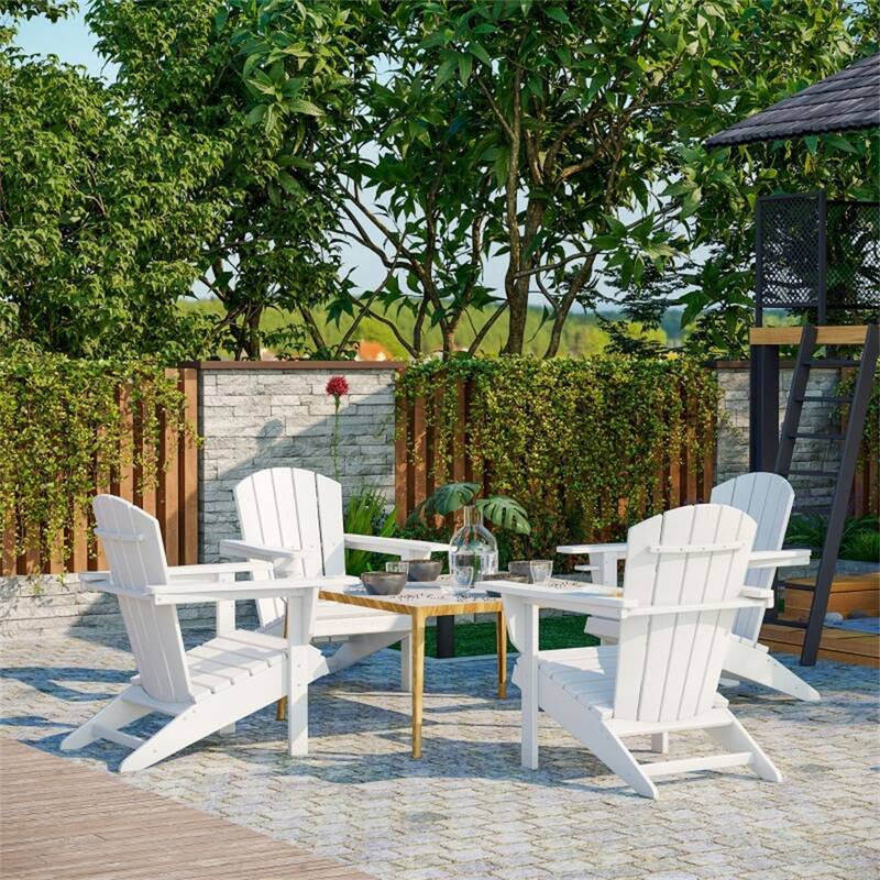 Reclining Adirondack Chair with Wide Armrests and Slatted Design for Outdoor Spaces - 29.5" W x 34.25" D x 35.5" H