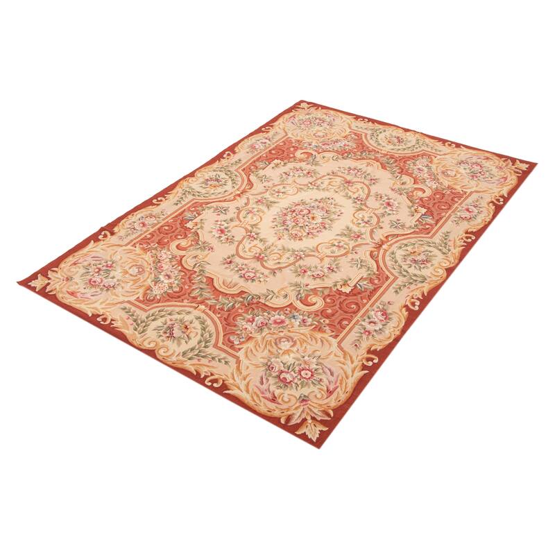 ECARPETGALLERY Flat-Weave Dynasty Red Cotton Tapestry Kilim - 5'10 x 8'8
