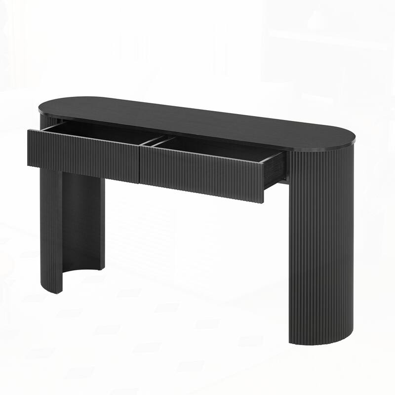 Oval Top Console Table with Storage