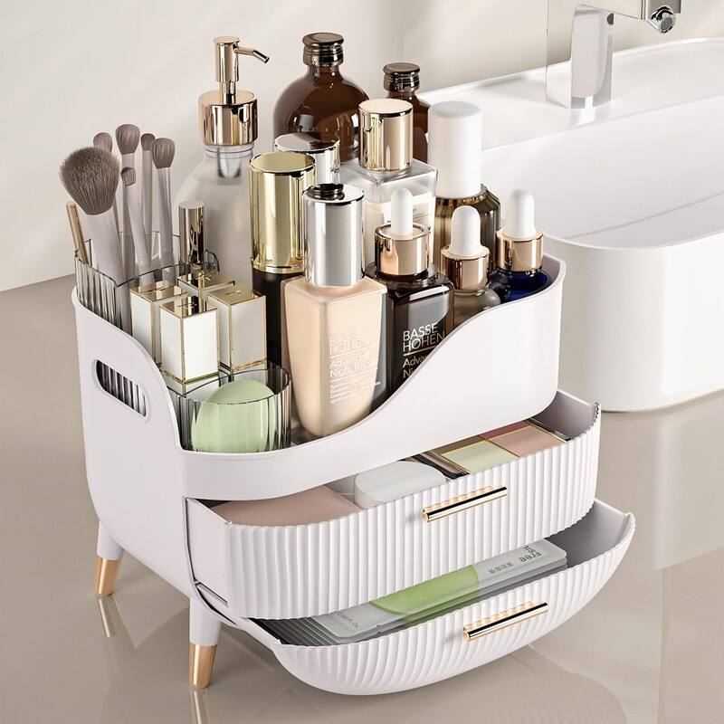 Makeup Organizer with Drawers - 7.3"D x 9.9"W x 7.9"H