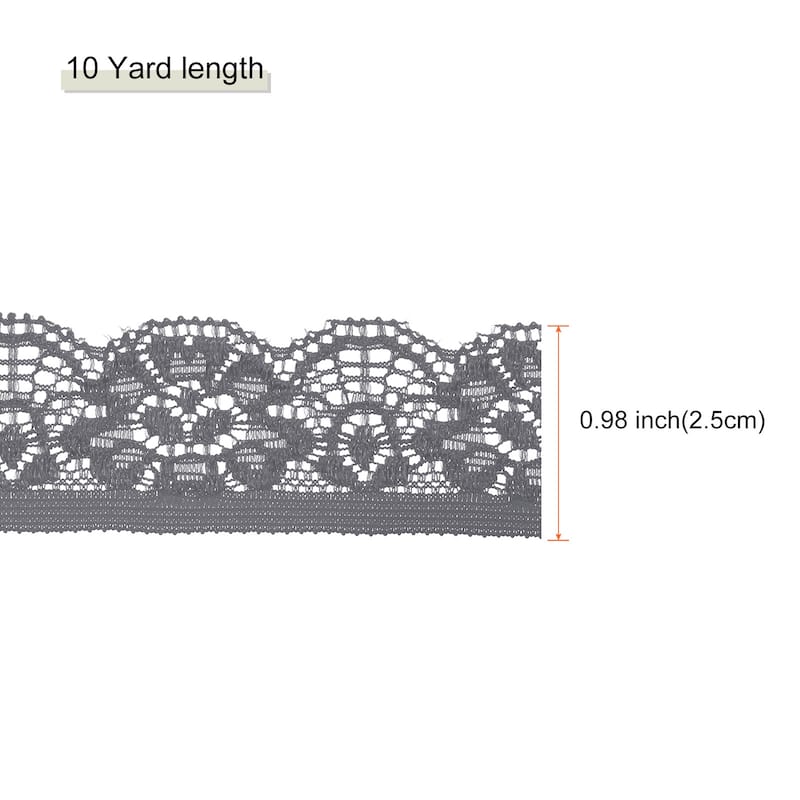 Lace Trim Lace Ribbon for Clothes Fabric Wedding Decoration Gift Wrap - Dark Gray