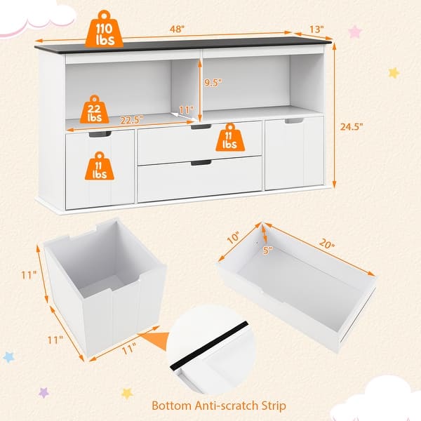 Costway Kids Toy Storage Organizer Wooden Bookshelf TV Stand with - See Details