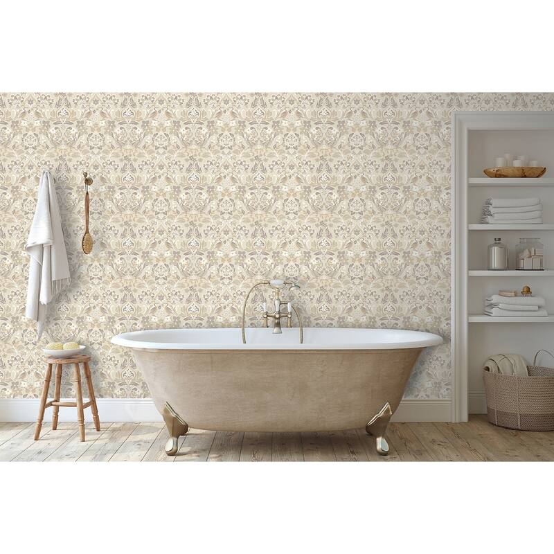 Arthouse Birdy Neutral Nuthatch Floral Wallpaper